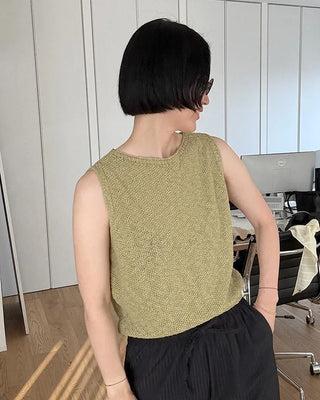 Linen knit sleeveless dress