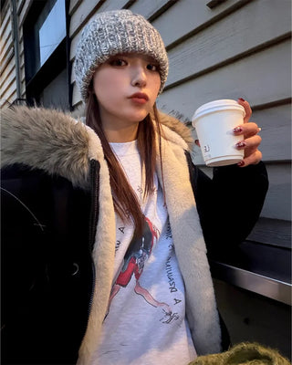 Raccoon fur hooded jacket