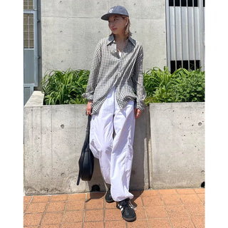 Unisex seersucker check shirt