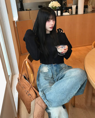 Suede belt buckle shoulder bag