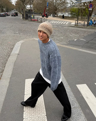 Two-tone brushed knit