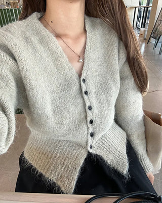 Black button-up V-neck cardigan