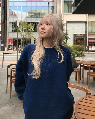 Henley neck oversized knit