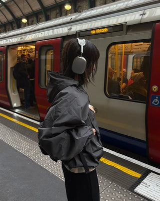 Oversized hooded windbreaker