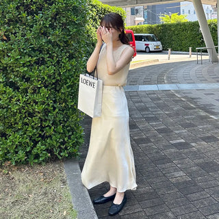Satin long skirt