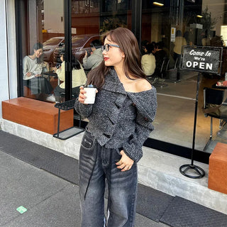 Toggle Button Turtleneck Cardigan
