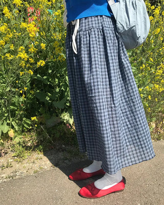 Vintage check midi skirt