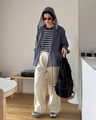 Cotton blend hooded shirt