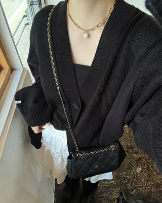 Oversized Button Long Cardigan