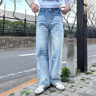 (Unisex) Washed Wide Denim Pants