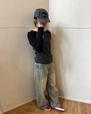 Striped long-sleeved T-shirt