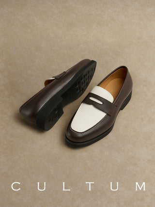 [CULTUM] Two-Tone Leather Penny Loafers