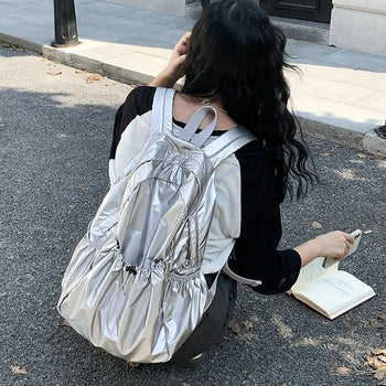 Croon Pocket Silver String Backpack Rucksack