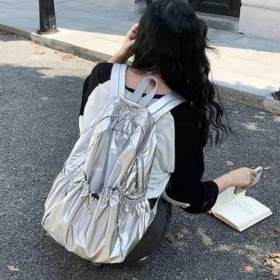 Croon Pocket Silver String Backpack Rucksack