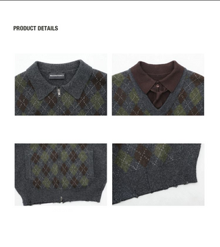 [MASONPRINCE] Argyle Cardigan/Sweater