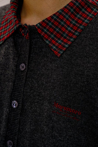 [Moromoro2] Detachable Plaid Collar Sweater  Cardigan
