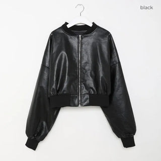 Leather blouson jacket