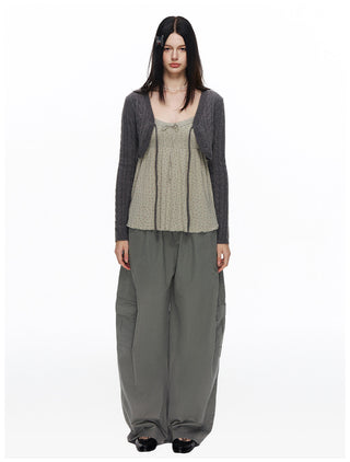 [NECY] Cozy Cable Ribbon Tie Bolero Cardigan (2color)