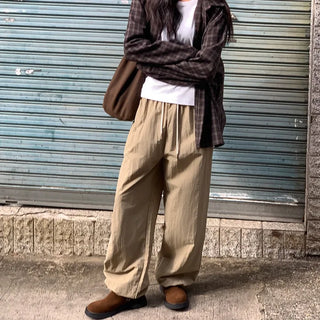 String wide jogger elastic waist pants