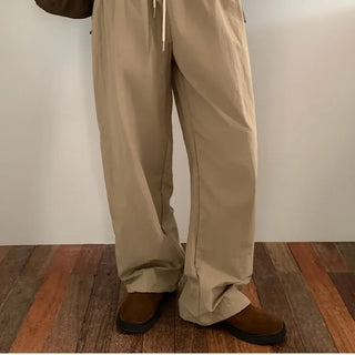 String wide jogger elastic waist pants