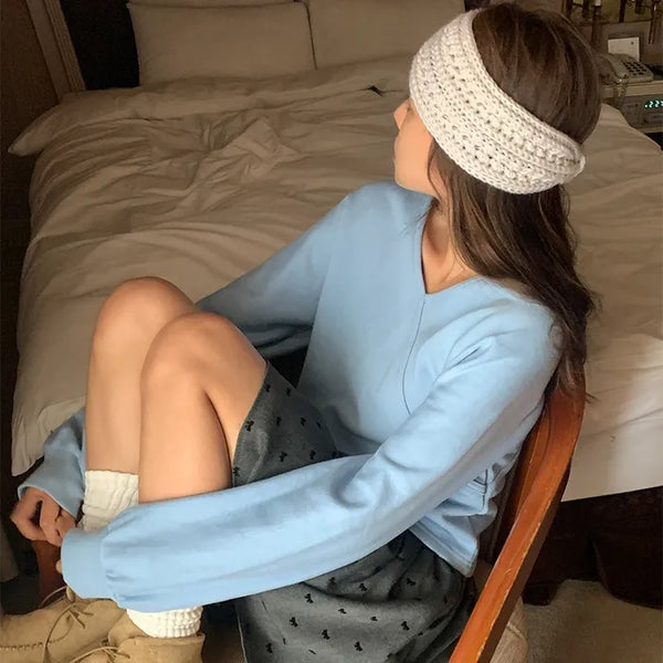 V-neck wrap sweatshirt