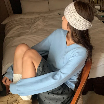 V-neck wrap sweatshirt