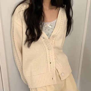 Slim Cable V-Neck Knit Cardigan