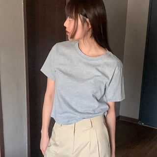 Plain Spun Cropped Short-Sleeve T-Shirt