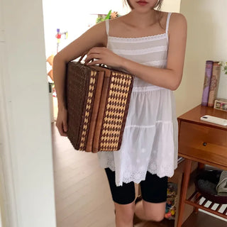 [Adjustable Shoulder Straps] Lace Blouse Camisole Mini Dress