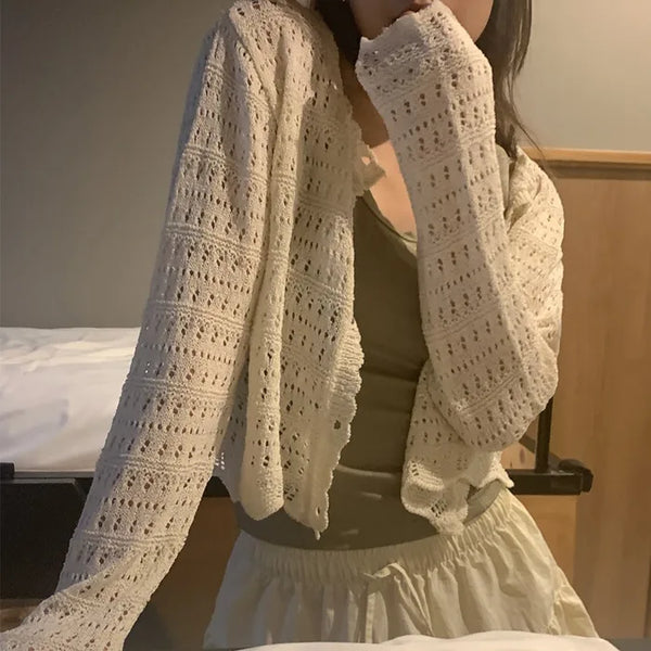 Lace knit cardigan