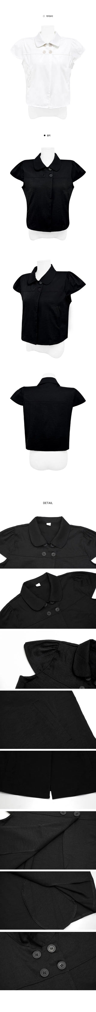 Half-fit double collar short-sleeved blouse - 2 colors