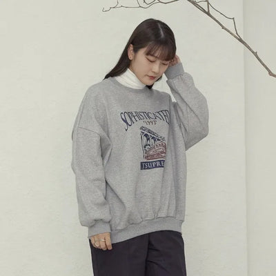 Lettering Print Oversized Sweatshirt