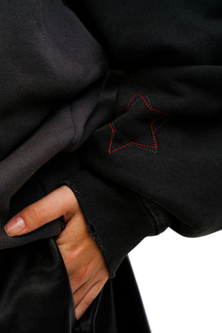 [Moromoro2] Rhinestone Patchwork Hoodie