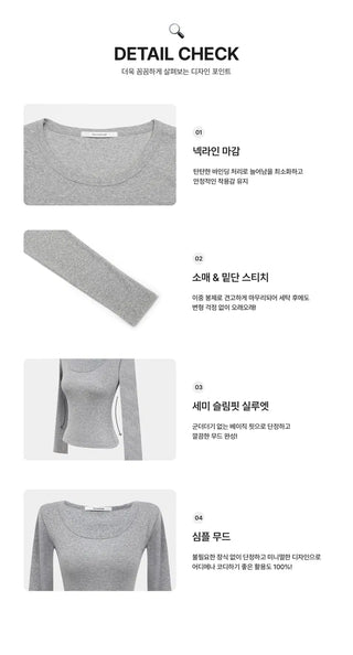 Select sleeve size/neckline MOMU BASIC long-sleeved T-shirt - 4 colors
