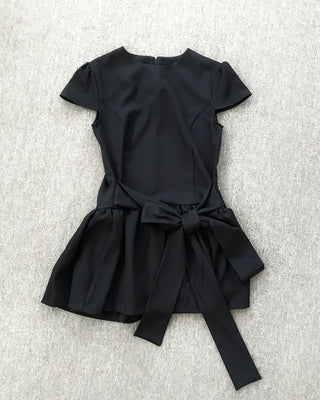 ribbon strap flared mini dress (2color)