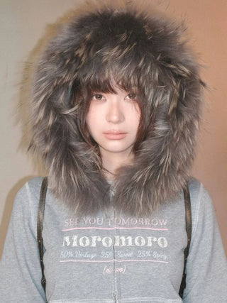 [Moromoro2] Fur Collar Hoodie & Flare Sweatpants  Set