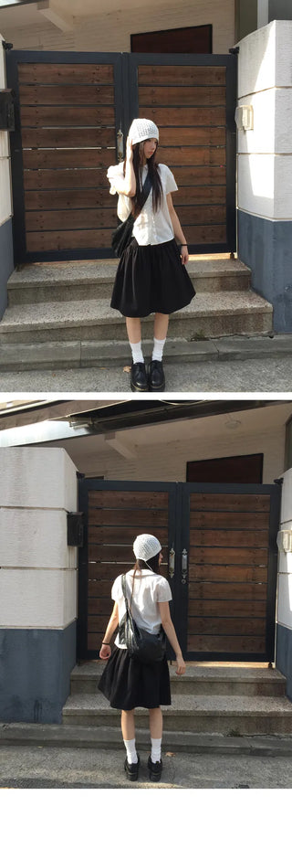 Kyoto frill short-sleeved blouse