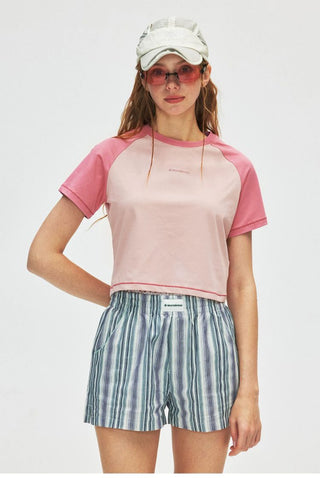 [Monterest] Raglan Sleeve Color Block Slim Fit Tee