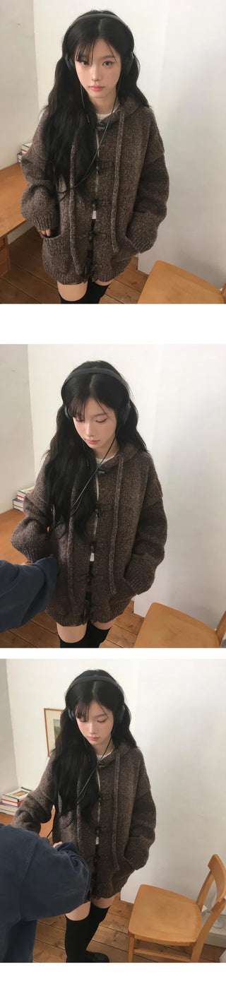 Tteokbokki Hooded Over Cardigan - 3 colors
