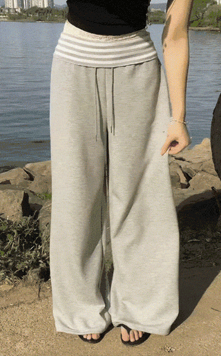 Flared vs. Wide Wrinkle-free Summer Folding Striped Training Pants - 2 colors (Delayed delivery)