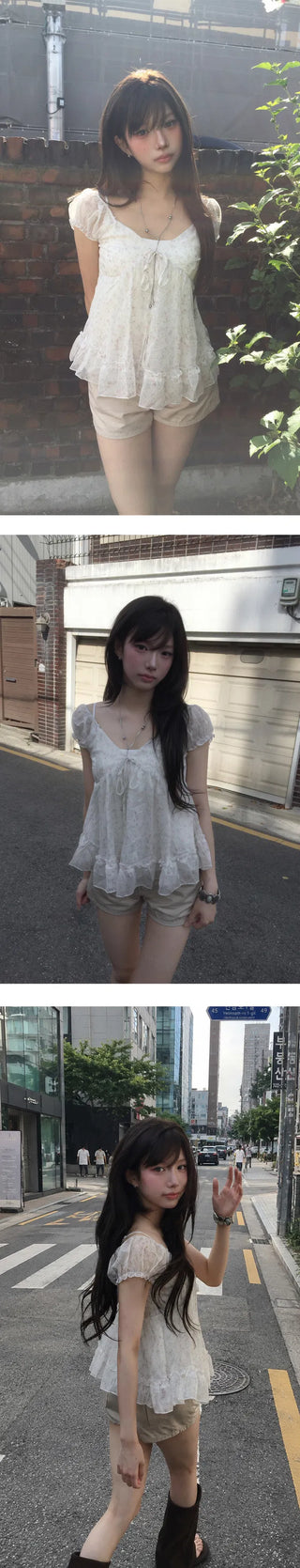 Summer Flower Chiffon Blouse - 2 colors