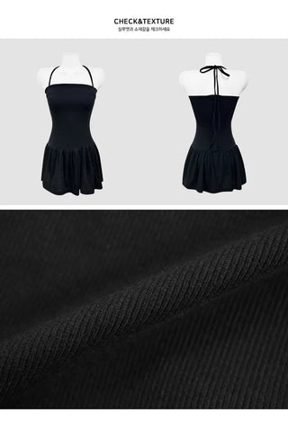 Grand Layered Halter Square Neck Dress
