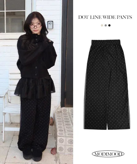 Dot Wide Line Pants - 3 Colors