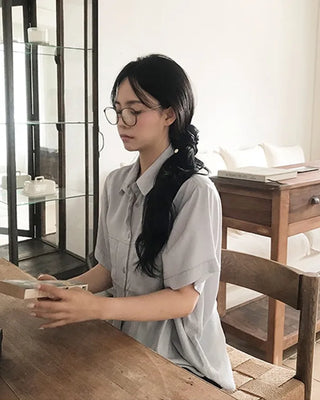 Silky 2-Pocket Blouse Shirt - 4 Colors