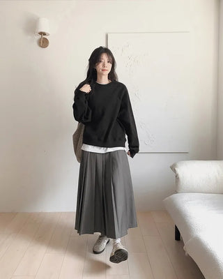 (Short-sleeved/Long-sleeved) Clean Cotton Daily Plain T-Shirt