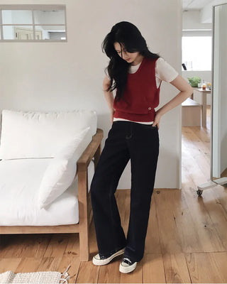 (basic/long) Non-fade-free denim pants