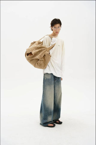 [MASONPRINCE] Snow Washed Wide Leg Denim Pants