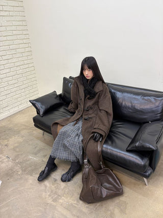 [NeverSeez] Pleated Plaid Skirt with Removable Waist Detail