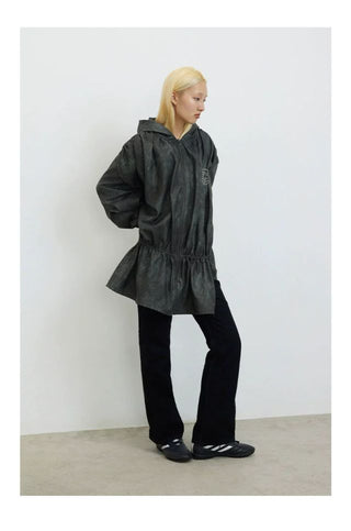 CONP Peplum Leather Jacket (Gray)