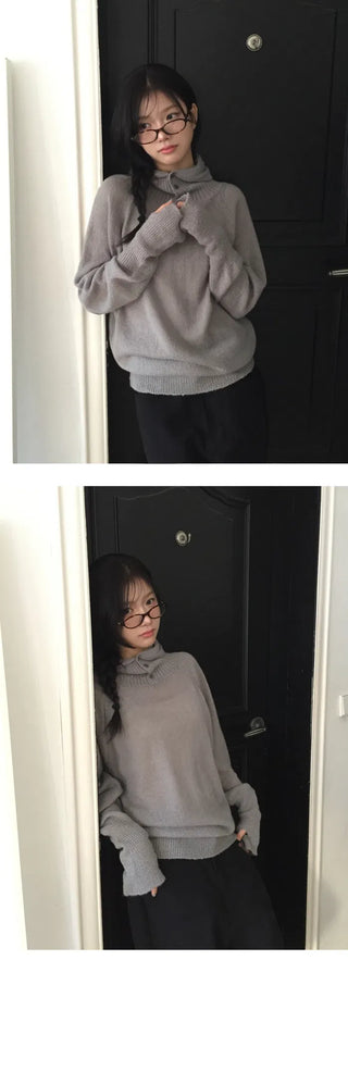 Balaclava Warmer High Neck Mohair Knitwear - 3 Colors